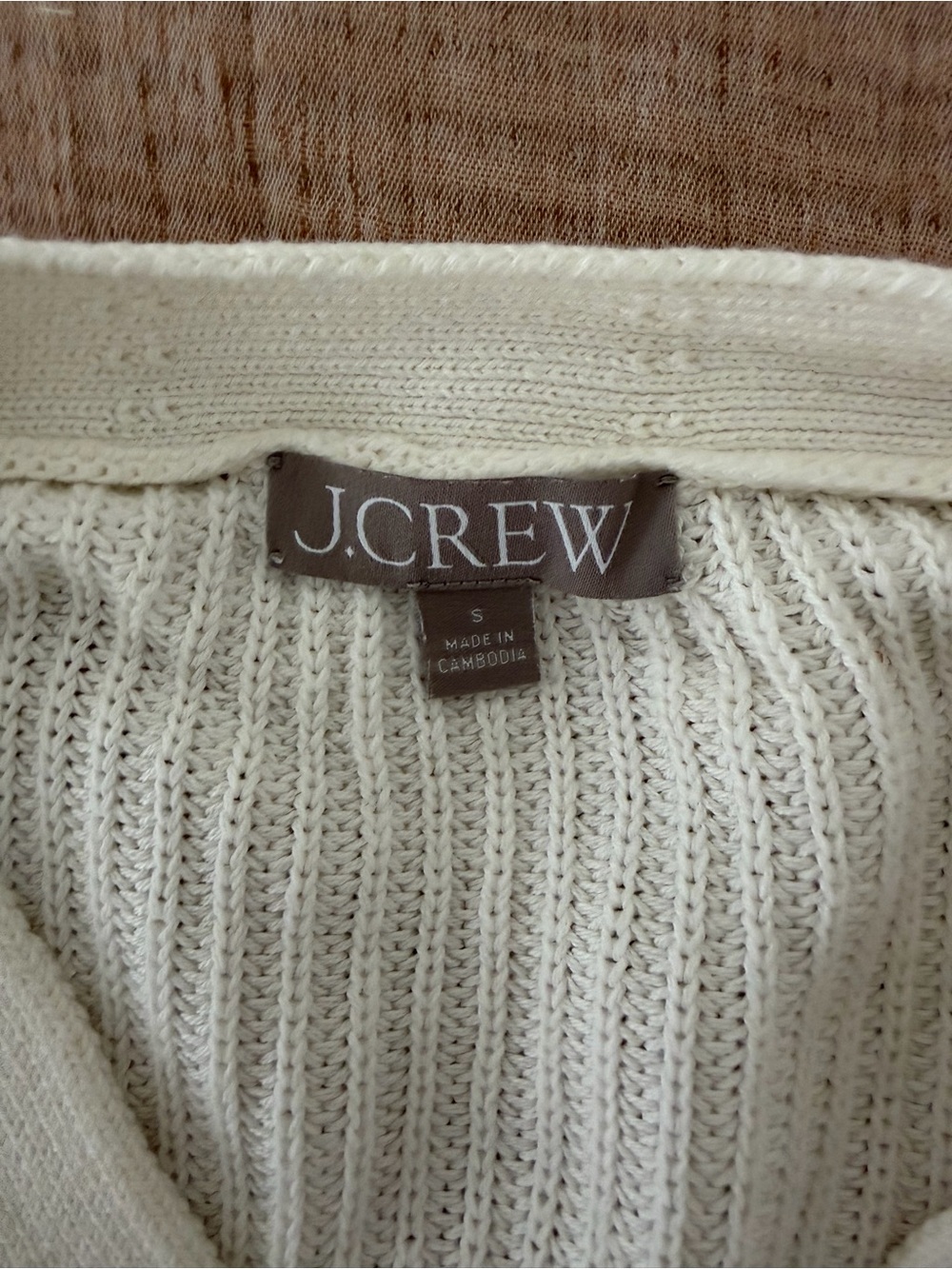 J. Crew Cream Cropped Cotton-Blend V-Neck Cardigan - Picture 4 of 4